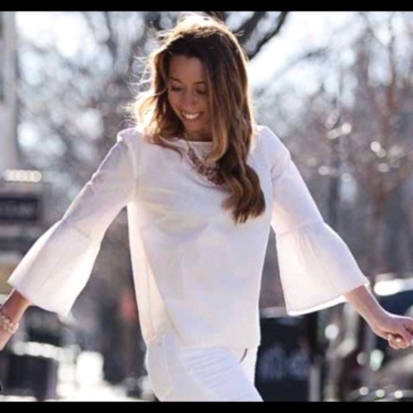 Practically New a.moon White Bell Sleeve Top - Picture 1 of 4